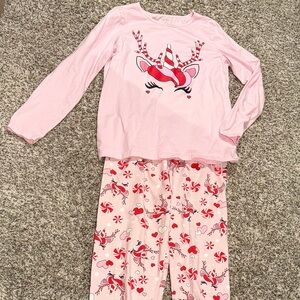 The Children's Place Pink Candy Reindeer Pajama Set